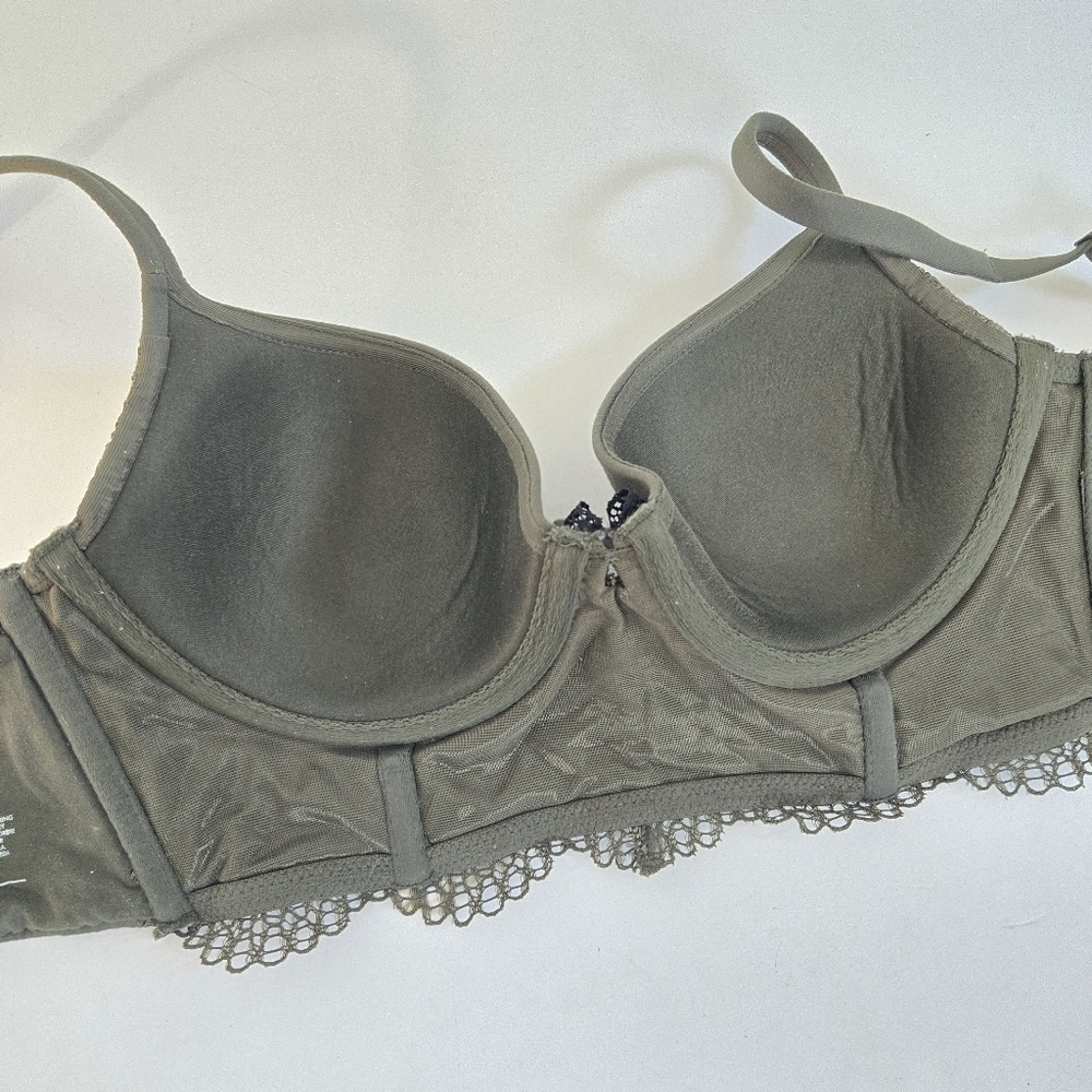 Victoria secret body by Victoria lined demi bust olive green with lace sz 34B - Picture 5 of 8